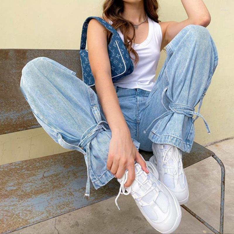 Women's Pants Streetwear Ripped Hole High Waist Jeans Women Casual Straight Denim Vintage Adjustable Ankle Loose Bottom Harajuku, Light blue 
Women's Pants Streetwear Ripped Hole High Waist Jeans Women Casual Straight Denim Vintage Adjustable Ankle Loose Bottom Harajuku, Light blue