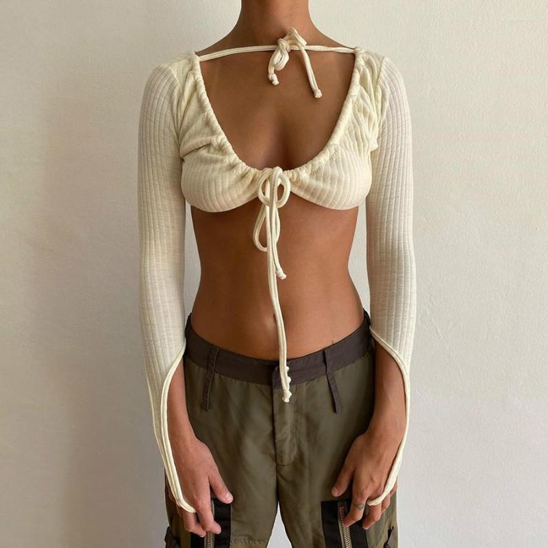 Women' T Shirts Fashion Sexy Long Sleeve Short Top Solid Color Deep V Neck Lace Up Tube Casaul Navel Arrival, Khaki
Women' T Shirts Fashion Sexy Long Sleeve Short Top Solid Color Deep V Neck Lace Up Tube Casaul Navel Arrival, Khaki