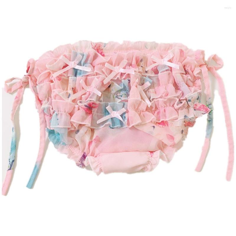 Underpants Sissy Chiffon Ruffule Briefs Women Bikini Lace Up Underwear Breathable Printed Panties Gay Floral Trunks Lingerie, Pink
Underpants Sissy Chiffon Ruffule Briefs Women Bikini Lace Up Underwear Breathable Printed Panties Gay Floral Trunks Lingerie, Pink