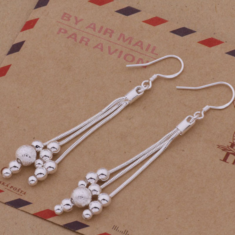 925Silver Plated Tassels Beaded Earrings dangles Fashion Jewelry Men Wemon for Party gift 10Pair/lot
925Silver Plated Tassels Beaded Earrings dangles Fashion Jewelry Men Wemon for Party gift 10Pair/lot