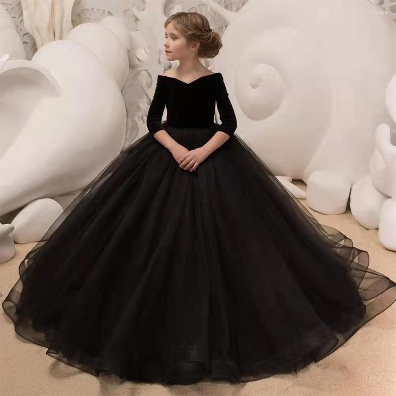 Girl Dresses Elegant Black Flower Half Sleeve Tulle Ball Gown First Holy Communion Pageant Party Girls Gowns, Ivory
Girl Dresses Elegant Black Flower Half Sleeve Tulle Ball Gown First Holy Communion Pageant Party Girls Gowns, Ivory