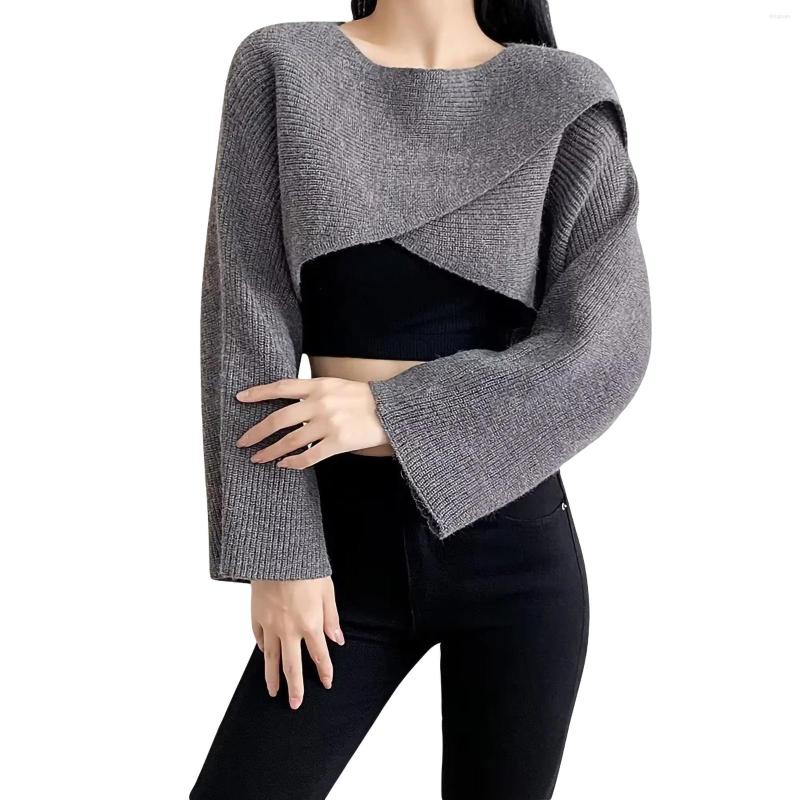 Women's T Shirts Women's Spring Autumn Short Knitwear Solid Color Long Sleeve Irregular Cross Tops
Women's T Shirts Women's Spring Autumn Short Knitwear Solid Color Long Sleeve Irregular Cross Tops