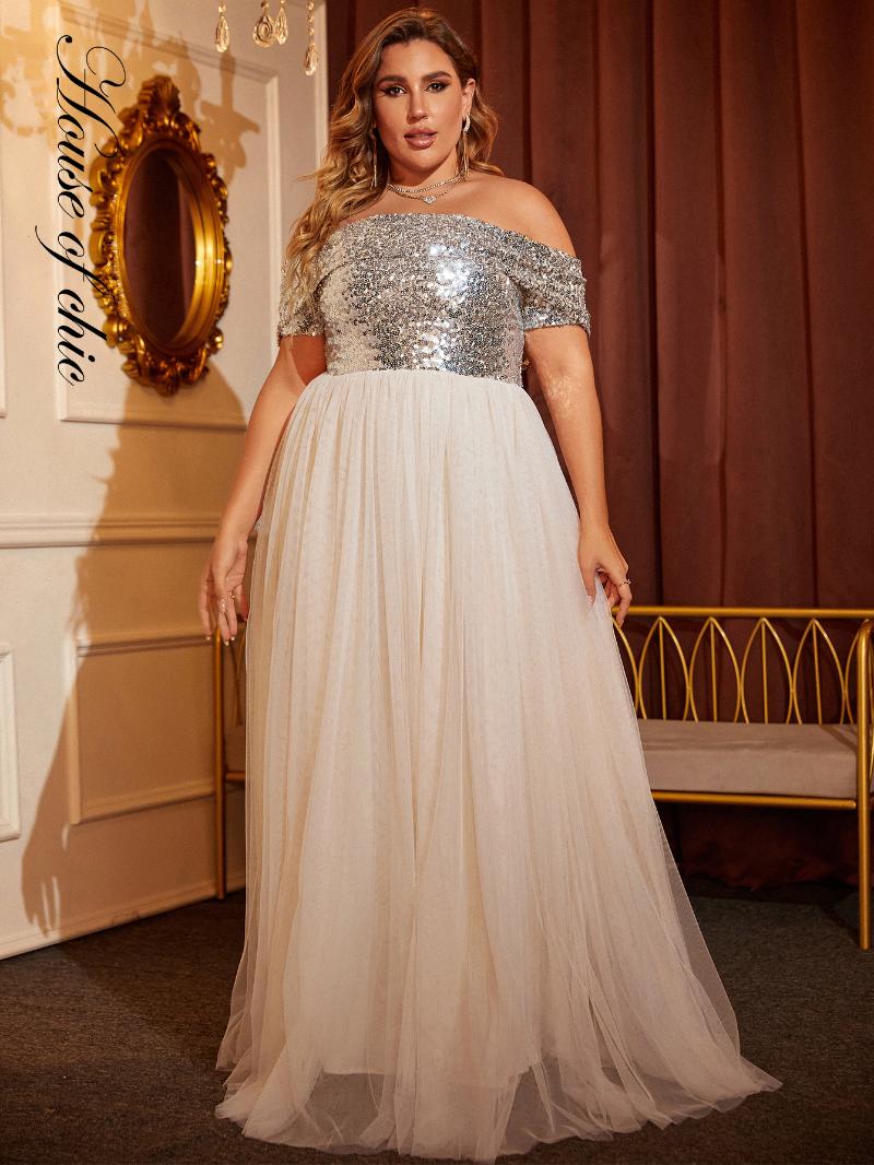 Plus Size Dresses OF CHIC Sexy Silver Square Neck Off Shoulder Sleeveless Robe Sequin Mesh Sheer Party Dress LM84398PLUSPlus
Plus Size Dresses OF CHIC Sexy Silver Square Neck Off Shoulder Sleeveless Robe Sequin Mesh Sheer Party Dress LM84398PLUSPlus