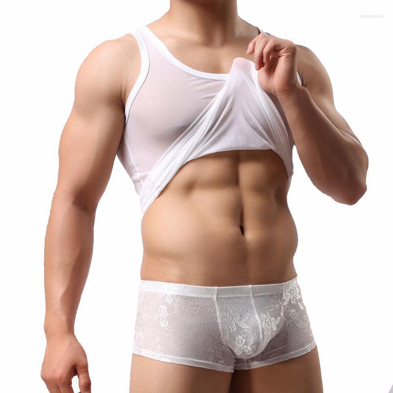 Men's Tank Tops Men Ultra-thin Breathable Mesh Sports Vest Sexy Transparent White Black Tees Shirt Lace Boxers Sets Gay Undershirt, White boxers
Men's Tank Tops Men Ultra-thin Breathable Mesh Sports Vest Sexy Transparent White Black Tees Shirt Lace Boxers Sets Gay Undershirt, White boxers