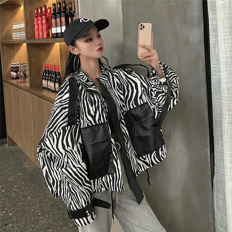 Women' Leather Women Korean Loose Zebra Pattern Splicing Pu Jacket Big Pocket Streetwear Fashion Outerwear Autumn, Black
Women' Leather Women Korean Loose Zebra Pattern Splicing Pu Jacket Big Pocket Streetwear Fashion Outerwear Autumn, Black