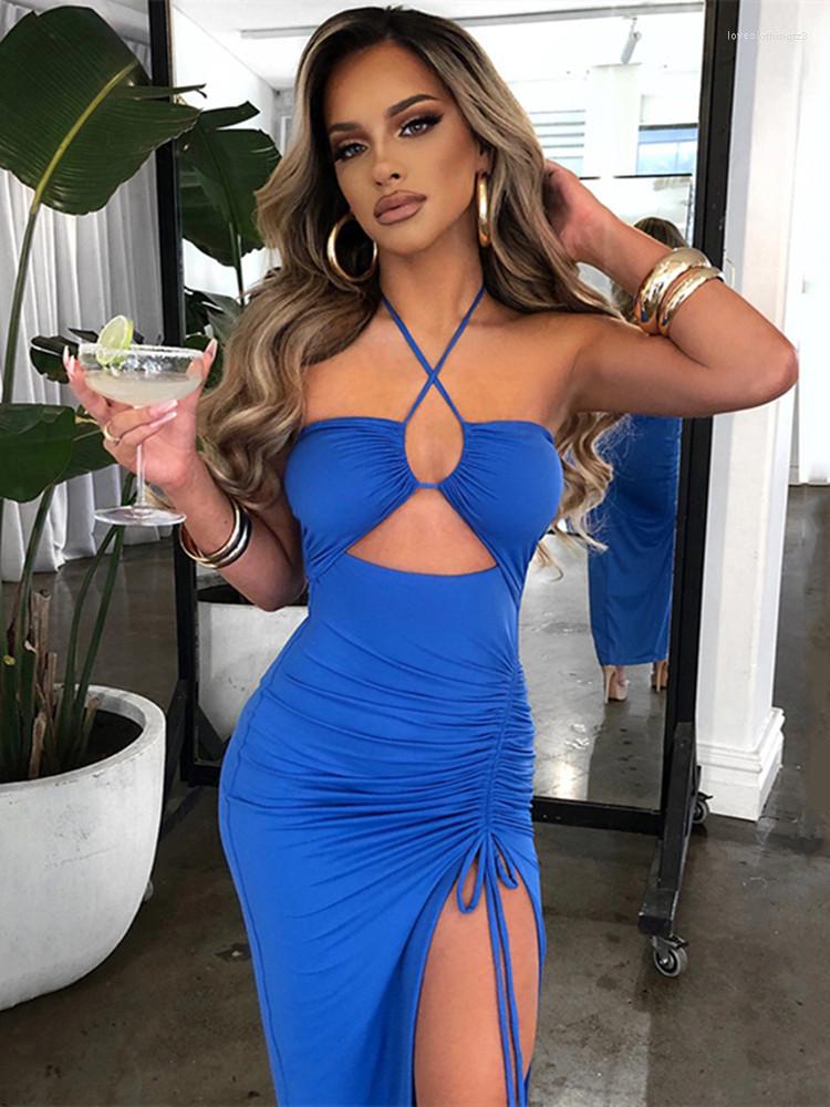 Casual Dresses Hirigin Sexy Bodycon Slit Dress Hollow Out Cross Halter Backless Long Maxi For Women Party Evening Gown, Blue 
Casual Dresses Hirigin Sexy Bodycon Slit Dress Hollow Out Cross Halter Backless Long Maxi For Women Party Evening Gown, Blue