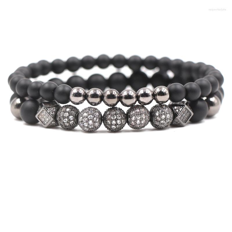 Strand 2 Pcs/set 6mm 8mm Matte Black Stone Beads Bracelet Pave CZ 4 Color 5 Ball Bracelets For Women&Men Fashion Jewelry Charm Pulseras
Strand 2 Pcs/set 6mm 8mm Matte Black Stone Beads Bracelet Pave CZ 4 Color 5 Ball Bracelets For Women&Men Fashion Jewelry Charm Pulseras