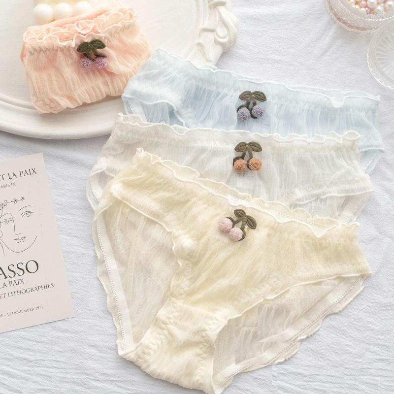 Women's Panties Fresh Women's Cute Ruffle Mesh Low Waist Briefs High Underpants Sweet Lolita Girl Cherry Underwear Comfortable
Women's Panties Fresh Women's Cute Ruffle Mesh Low Waist Briefs High Underpants Sweet Lolita Girl Cherry Underwear Comfortable
