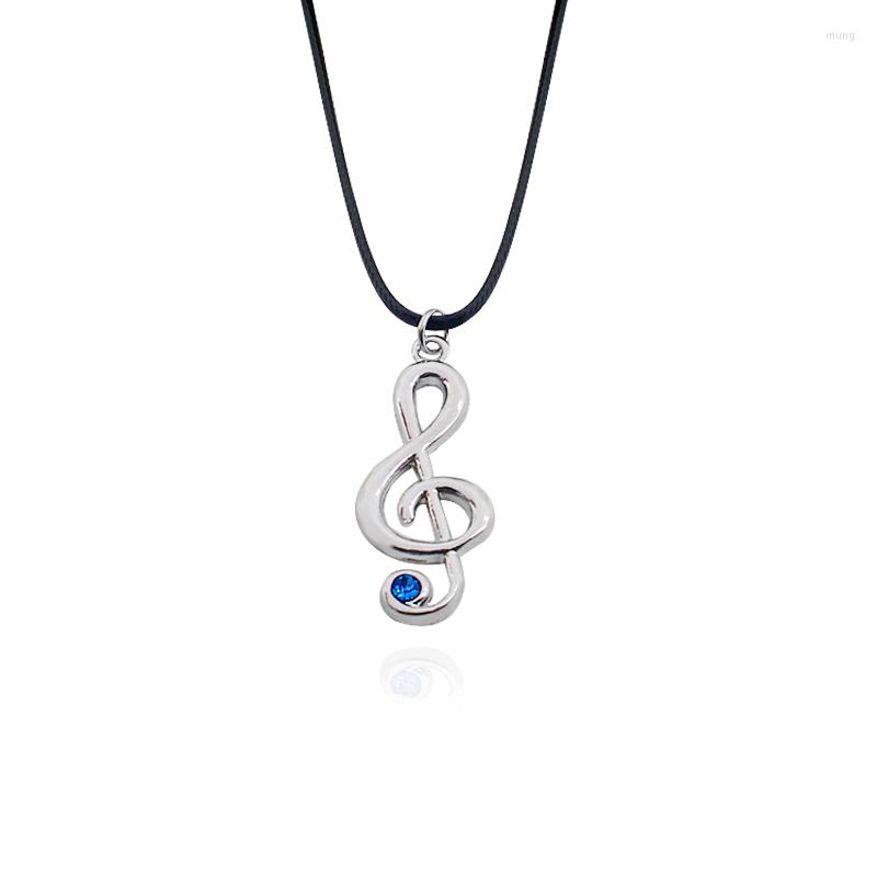 Pendant Necklaces Women's Elegant Necklace Men's Hollow Music Symbol Blue Rhinestone Leather Chain Glamour Jewelry Drop
Pendant Necklaces Women's Elegant Necklace Men's Hollow Music Symbol Blue Rhinestone Leather Chain Glamour Jewelry Drop