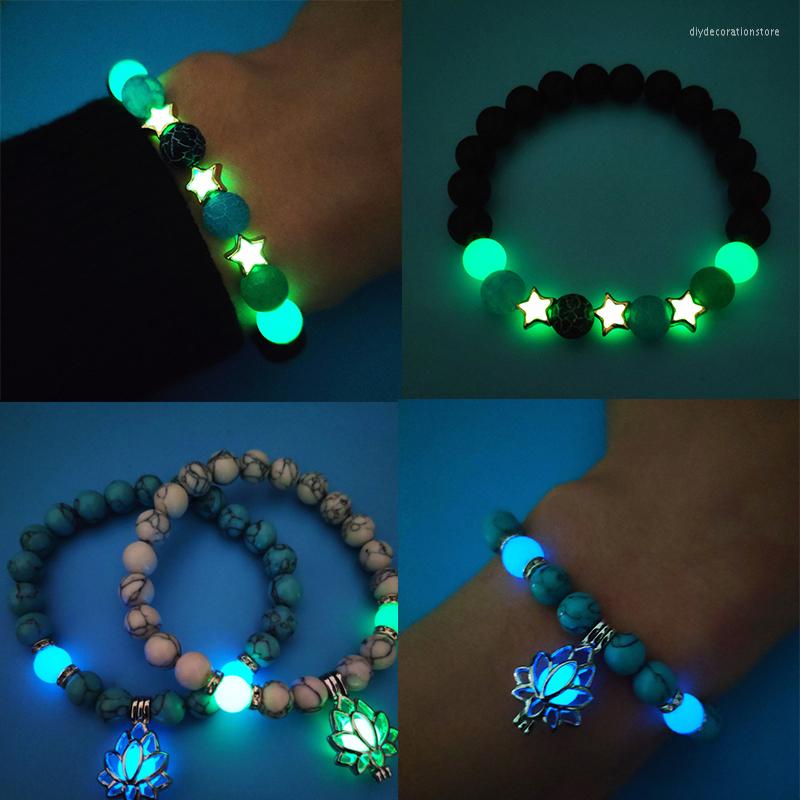 Charm Bracelets Luminous Fluorite Lotus Natural Lava Stone Bracelet Beads Male Female Yoga Glow In The Dark Bangles
Charm Bracelets Luminous Fluorite Lotus Natural Lava Stone Bracelet Beads Male Female Yoga Glow In The Dark Bangles