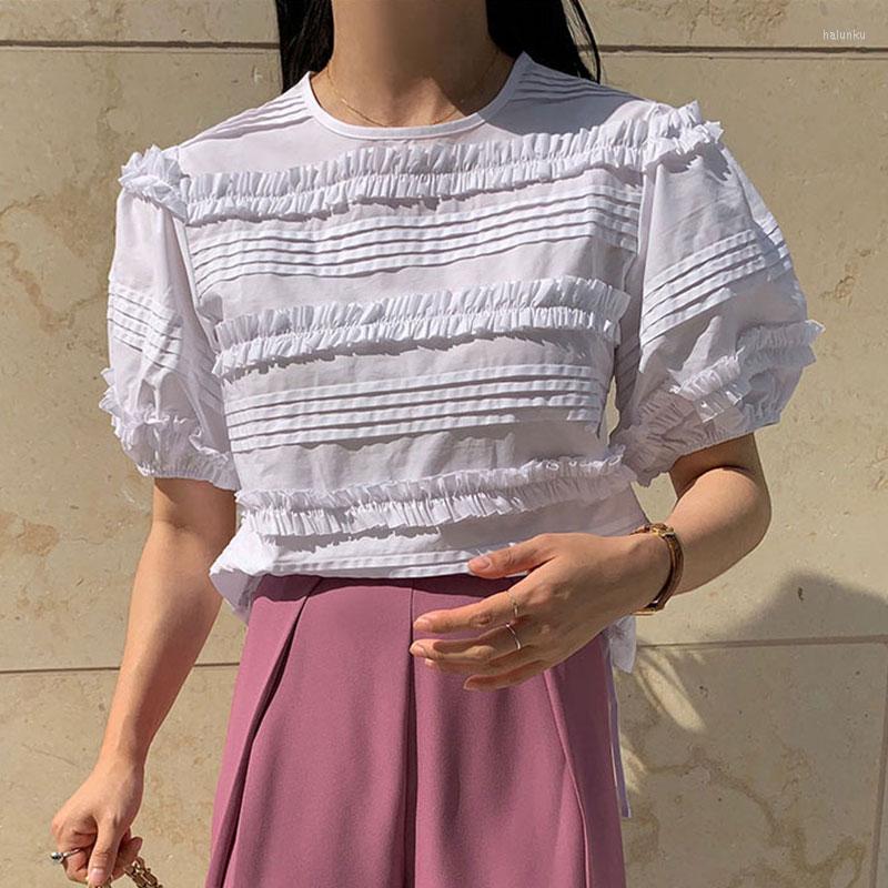 Women's Blouses Summer O Neck Puff Short Sleeve Shirts Tops Temperament Ruched Edible Tree Women Korean Fashion Blusas Mujer, White
Women's Blouses Summer O Neck Puff Short Sleeve Shirts Tops Temperament Ruched Edible Tree Women Korean Fashion Blusas Mujer, White