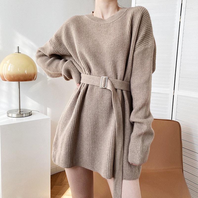 Casual Dresses Solid Knitted Women Pullover Sweater Dress Long Sleeve Chic Belt Loose Elegant Mini For Female Winter Thick Lady, Black
Casual Dresses Solid Knitted Women Pullover Sweater Dress Long Sleeve Chic Belt Loose Elegant Mini For Female Winter Thick Lady, Black