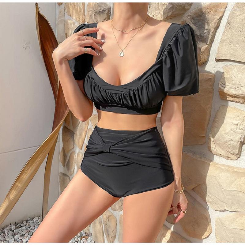 Women's Swimwear WISUWORE Korea Sexy High Waist Bikini Women Solid Short Sleeve Biquini Pleated Swimsuit Push Up Mesh Pad Bathing Suit, Black
Women's Swimwear WISUWORE Korea Sexy High Waist Bikini Women Solid Short Sleeve Biquini Pleated Swimsuit Push Up Mesh Pad Bathing Suit, Black