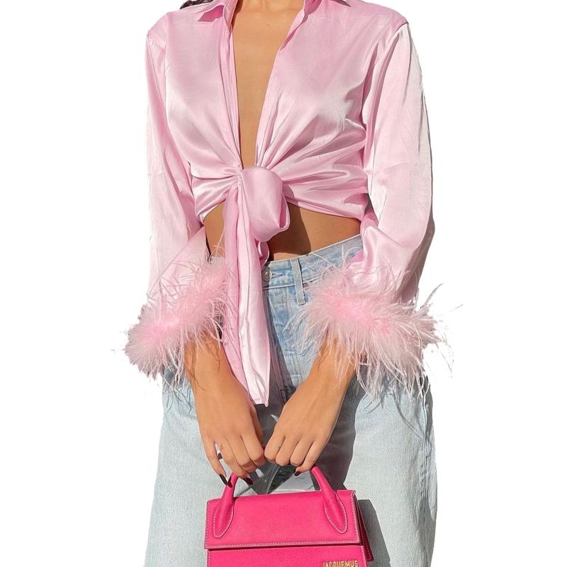 Women' Blouses & Shirts 3/4 Sleeve Tie Front Shirt Cardigan Satin V Neck Vintage Feather Crop Harajuku E-Girl Club StreetwearWo, Pink
Women' Blouses & Shirts 3/4 Sleeve Tie Front Shirt Cardigan Satin V Neck Vintage Feather Crop Harajuku E-Girl Club StreetwearWo, Pink