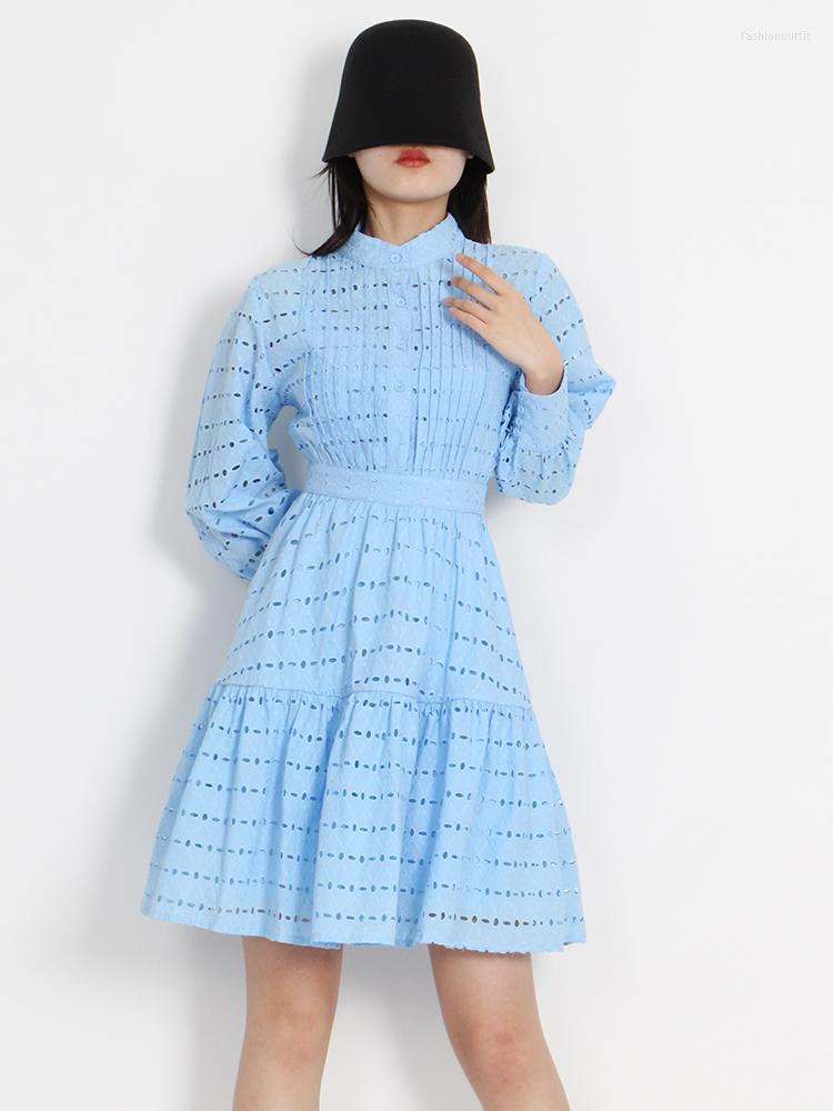 Casual Dresses Hollow Out Cotton Fabric Women Dress Blue Color Stand Collar Puff Sleeve High Waist Lady Long, White
Casual Dresses Hollow Out Cotton Fabric Women Dress Blue Color Stand Collar Puff Sleeve High Waist Lady Long, White