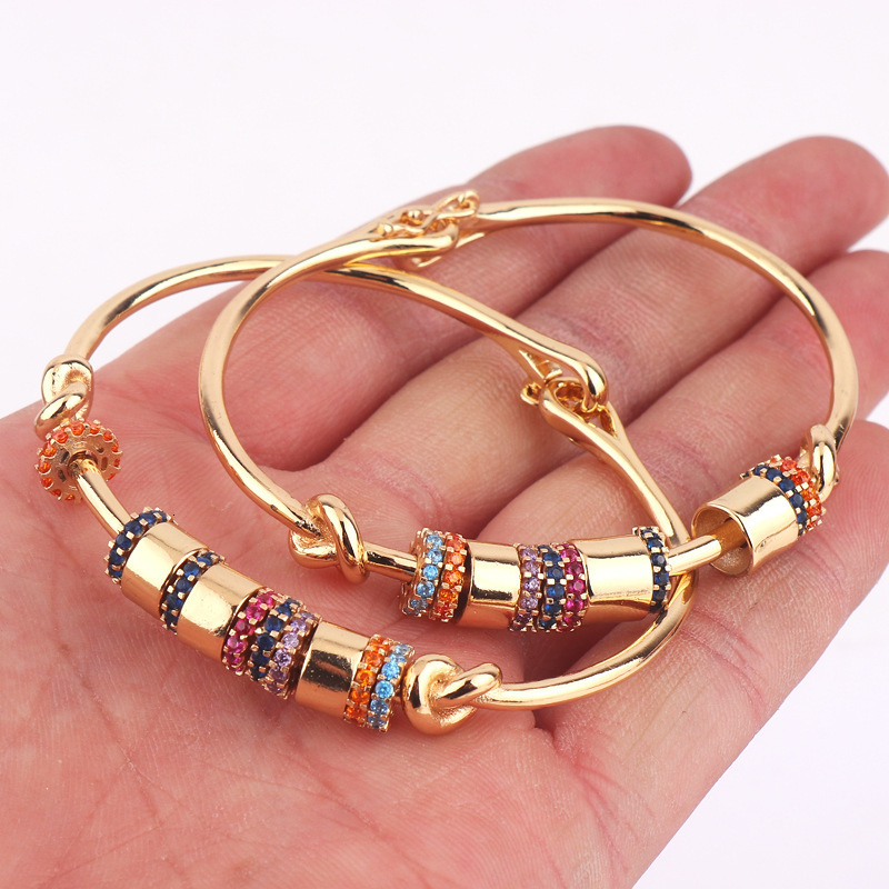 Charm Bracelets Bohemia Stainless Steel Bracelet For Women Colored Zircon Bangle Boho Fashion Jewelry Gift Bijoux Femme 230313