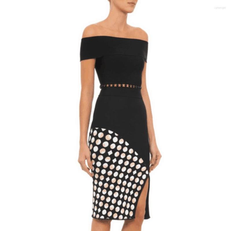 Party Dresses Curvaceous Black Slash Neck Beading Geometrical Bandage Dress Short Sleeve Cut Out Side Slit Patchwork Vestido Women, Picture shown
Party Dresses Curvaceous Black Slash Neck Beading Geometrical Bandage Dress Short Sleeve Cut Out Side Slit Patchwork Vestido Women, Picture shown