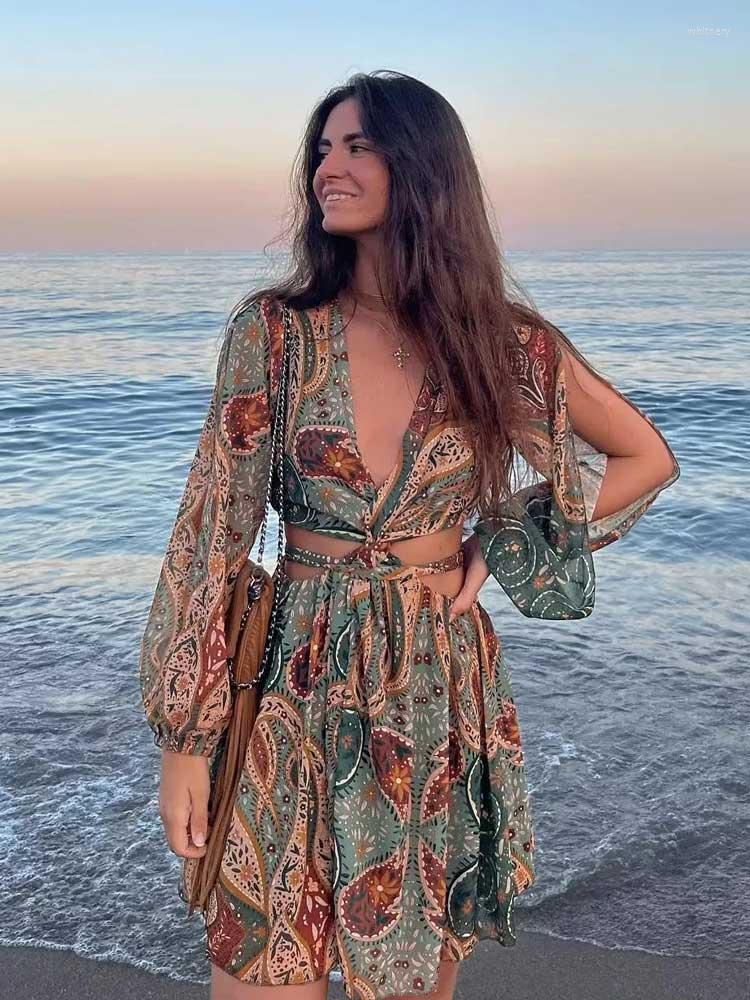 Casual Dresses Superchic Floral Print Chiffon Mini Summer Dress Women Boho Long Sleeve V-Neck Cut-Out Sexy Party Holiday BEACH, Green
Casual Dresses Superchic Floral Print Chiffon Mini Summer Dress Women Boho Long Sleeve V-Neck Cut-Out Sexy Party Holiday BEACH, Green