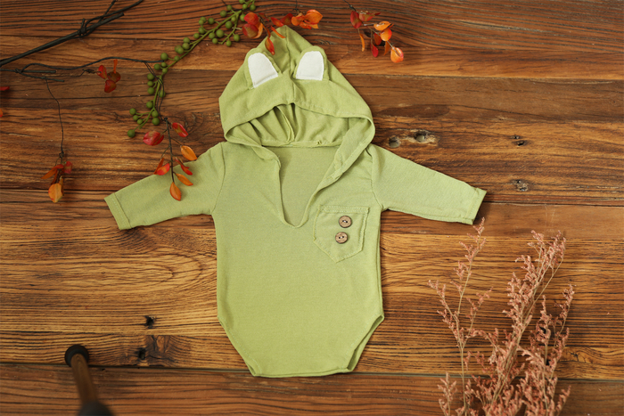 Caps Hats 1 Set Soft Elastic Baby hooded bodysuit born Pography Props for Baby Po Shoot Bebe Knit Sleeved Outfit Accessories 230313