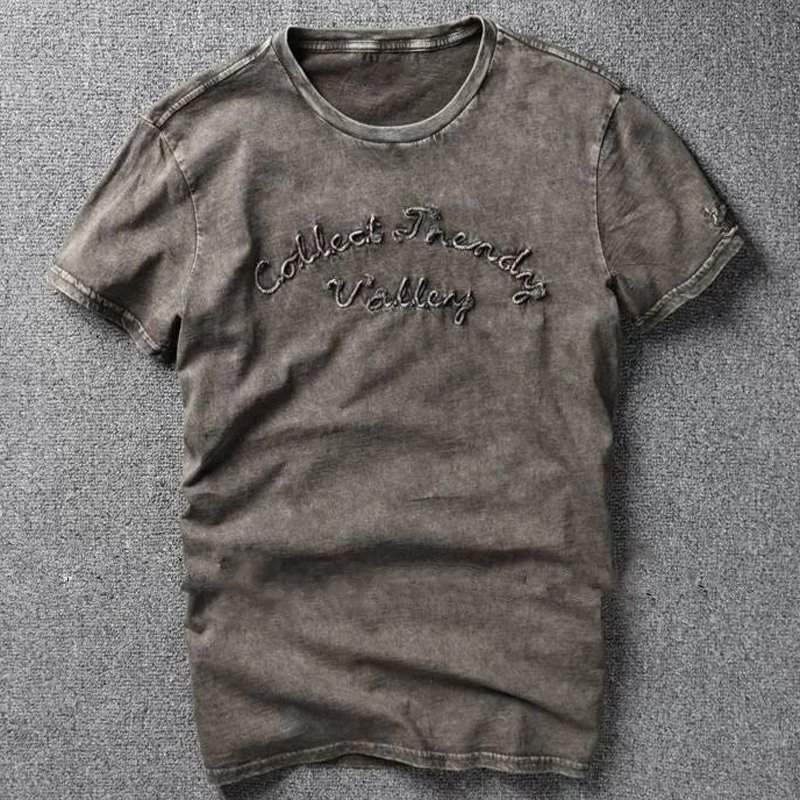 Men's T-Shirts Vintage Distressed Washed Short Sleeved T Shirt For Man European and American Trendy Men's Casual t shirt Summer Style Clothi