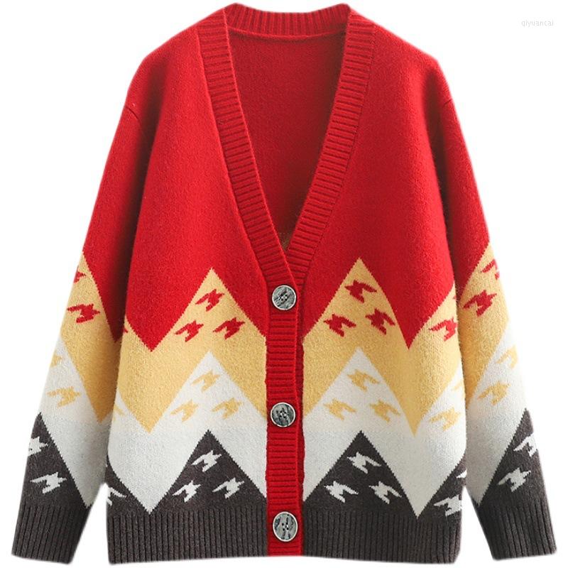 Women's Knits Single Breasted 2023 Retro Jacquard Knitted Women Cardigan Jacket Autumn Loose Lazy Long-sleeved Sweater Coats, Yellow
Women's Knits Single Breasted 2023 Retro Jacquard Knitted Women Cardigan Jacket Autumn Loose Lazy Long-sleeved Sweater Coats, Yellow