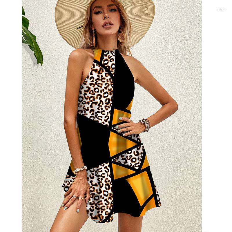 Casual Dresses Temperament Design Leopard Print Stitching Dress Women Halter Skirt French Retro Sleeveless Ladies Summer, Twq
Casual Dresses Temperament Design Leopard Print Stitching Dress Women Halter Skirt French Retro Sleeveless Ladies Summer, Twq