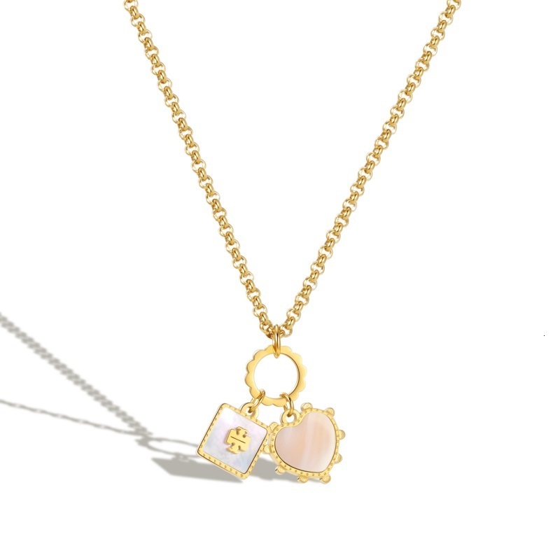 Pendant Necklaces Western Fashion Dainty Luxury 18K Gold Plated Stainless Steel TB Shell Inlaid Heart and Square Necklace for Women 230313
Pendant Necklaces Western Fashion Dainty Luxury 18K Gold Plated Stainless Steel TB Shell Inlaid Heart and Square Necklace for Women 230313
