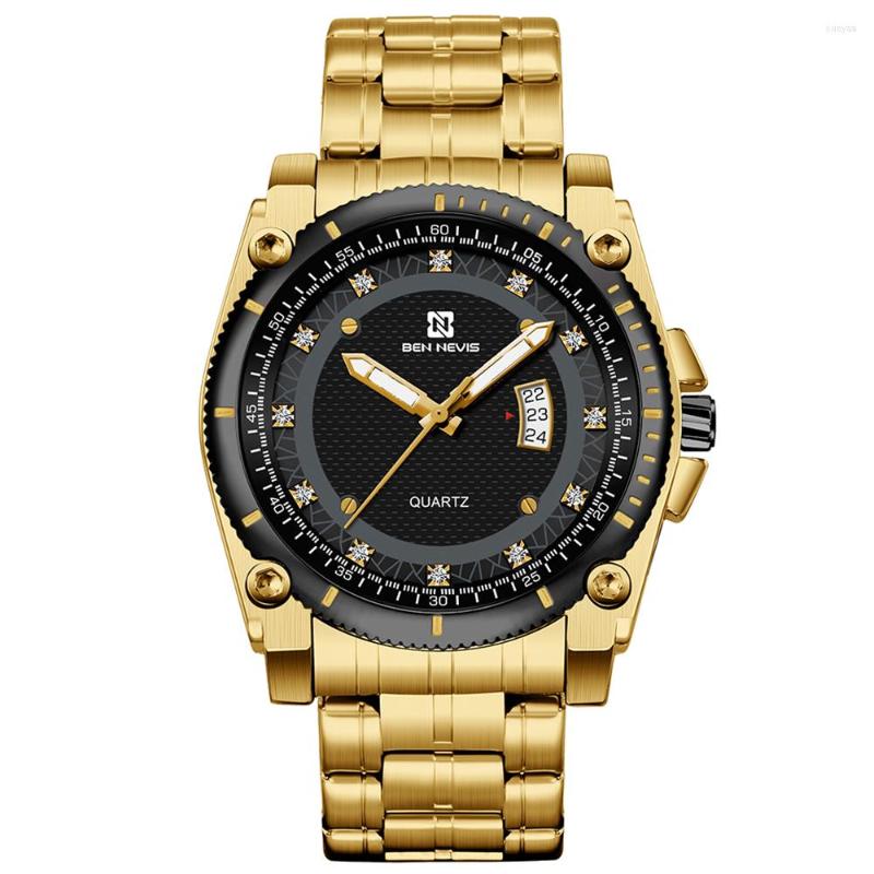 Wristwatches Quartz Men's Business Watches Black Gold Stainless Steel Strap Automatic Date Diamond Dial Waterproof Relogio
Wristwatches Quartz Men's Business Watches Black Gold Stainless Steel Strap Automatic Date Diamond Dial Waterproof Relogio