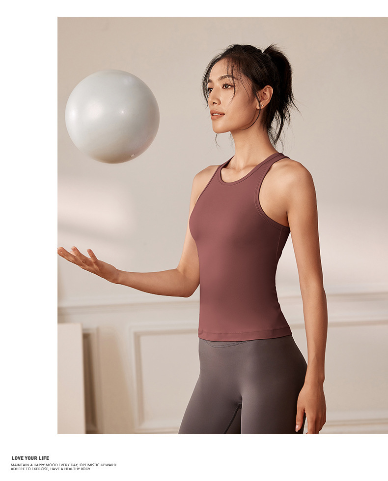 Bra Yoga I-Shaped Vest Crop Top Women Crew Neck With Gym Off Shoulder Sexy Tank Tops Fiess Cami Casual Summer 01