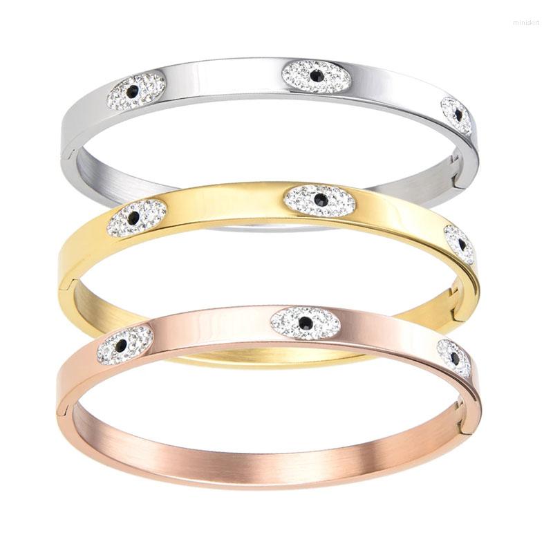 Bangle FYSARA Fashionable High Quality Stainless Steel Metal Black Eyes Stone Beautiful Lovers Bracelets Woman Style Jewelry
Bangle FYSARA Fashionable High Quality Stainless Steel Metal Black Eyes Stone Beautiful Lovers Bracelets Woman Style Jewelry