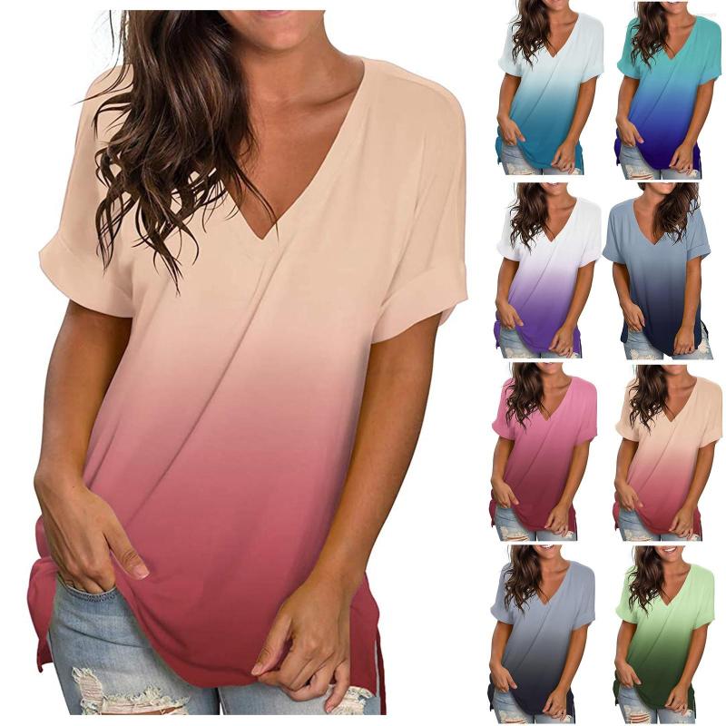 Women's T Shirts 2023 Summer Gradient Printed Tops Women V-Neck Short Sleeve Oversized T-Shirt Casual Loose Harajuku Y2K Female Clothes Tee, We
Women's T Shirts 2023 Summer Gradient Printed Tops Women V-Neck Short Sleeve Oversized T-Shirt Casual Loose Harajuku Y2K Female Clothes Tee, We