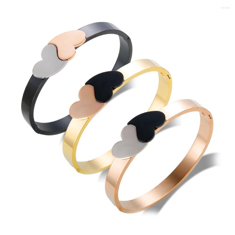Bangle JINHUI Double Lover Heart Stainless Steel Bracelets Gold Plating Fashion Bangles For Women Waterproof Jewelry Party Gift
Bangle JINHUI Double Lover Heart Stainless Steel Bracelets Gold Plating Fashion Bangles For Women Waterproof Jewelry Party Gift