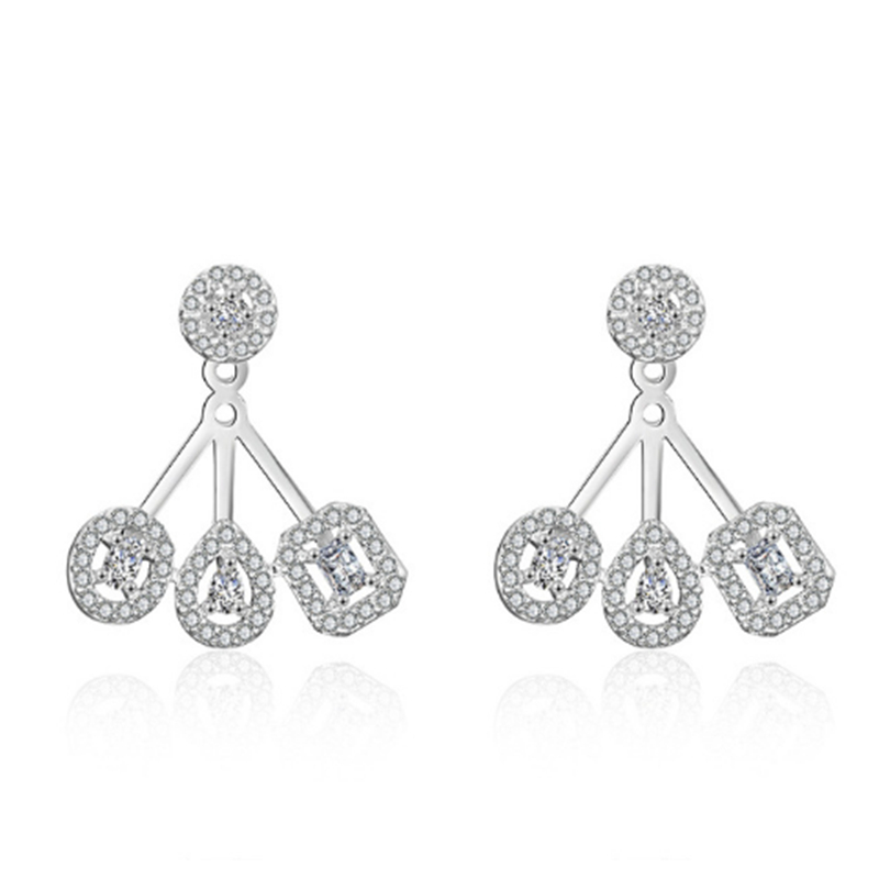 Unique Stud Earring AAAAA Zircon 925 sterling Charm silver Jewelry Engagement Wedding Earrings Cuff for Women Promise Birthday Gift