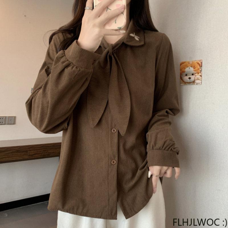Women' Blouses Women' Cotton Corduroy Cute Bow Tie Tops Preppy Style Vintage Japanese Korea Design Button Embroidery White Shirts
Women' Blouses Women' Cotton Corduroy Cute Bow Tie Tops Preppy Style Vintage Japanese Korea Design Button Embroidery White Shirts
