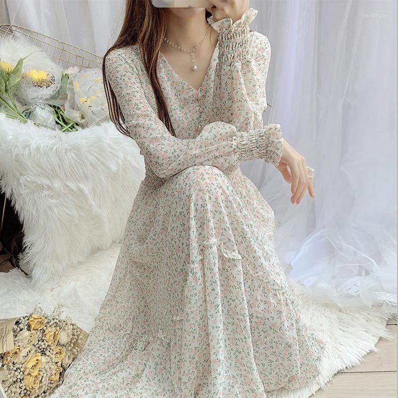 Casual Dresses Autumn Maxi Dress Women Elastic Waist Female Ruffles Holiday Chiffon Floral Print V Neck Long Sleeve Beach Vestidos, Pink 9
Casual Dresses Autumn Maxi Dress Women Elastic Waist Female Ruffles Holiday Chiffon Floral Print V Neck Long Sleeve Beach Vestidos, Pink 9