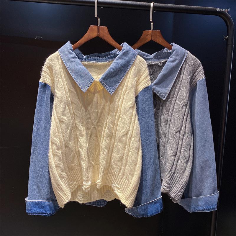 Women's Sweaters Spliced Patchwork Fashion Autumn Winter Retro Denim Stitching Fake Two Knit Women Pullover Sweater Tops, Green
Women's Sweaters Spliced Patchwork Fashion Autumn Winter Retro Denim Stitching Fake Two Knit Women Pullover Sweater Tops, Green