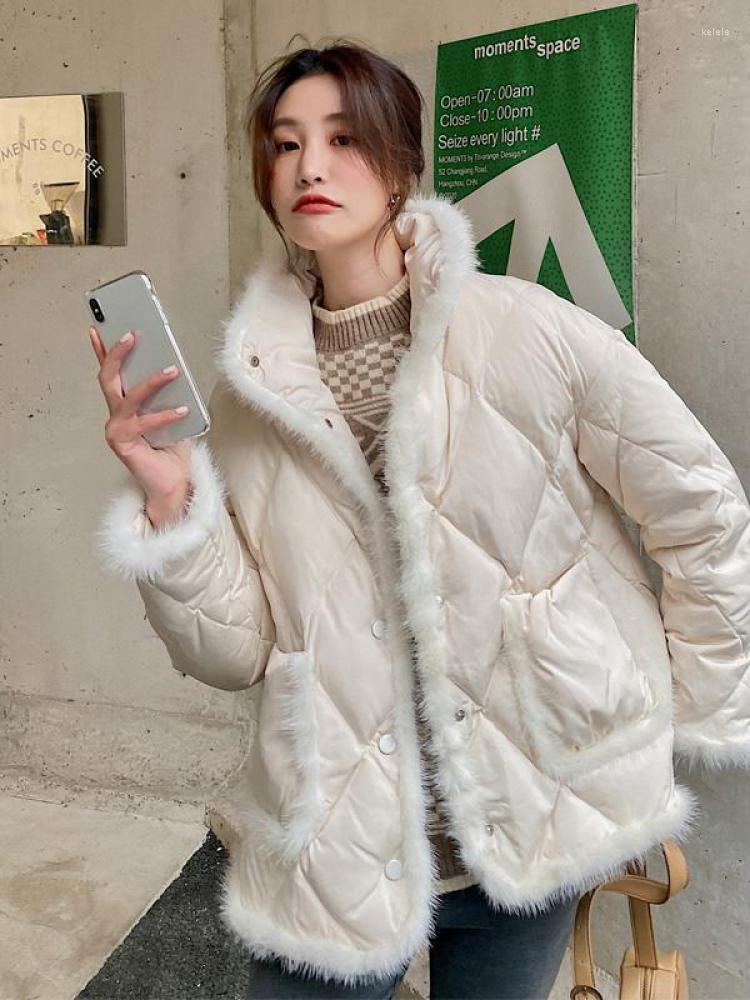 Women' Down Light Luxury Winter Coat Women Mink Hair Stitching 90% White Duck Jacket Stand Collar Single Breasted Snow Outwear, Beige
Women' Down Light Luxury Winter Coat Women Mink Hair Stitching 90% White Duck Jacket Stand Collar Single Breasted Snow Outwear, Beige