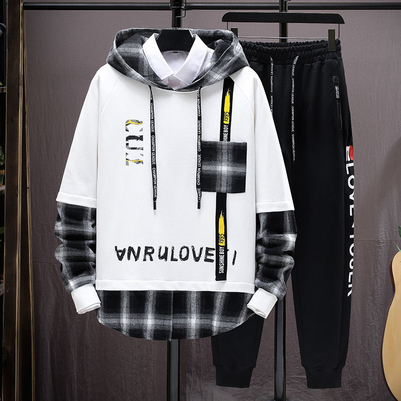 Men's Tracksuits Men Tracksuit Sets Korean Fashion Streetwear HoodiesSweatpants 2 Piece Sets Men Outfit Set Casual Men Clothing Jogger Sets 230313, Black
Men's Tracksuits Men Tracksuit Sets Korean Fashion Streetwear HoodiesSweatpants 2 Piece Sets Men Outfit Set Casual Men Clothing Jogger Sets 230313, Black