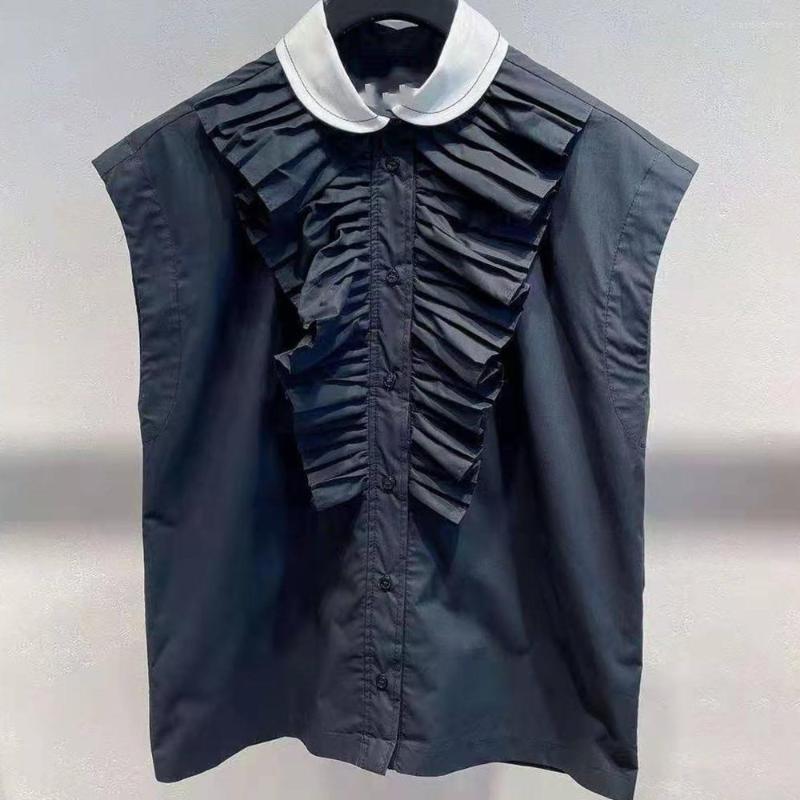 Women' Blouses Fashion And Leisure Style Personalized Pleated White-collar Sleeveless Shirt, Black
Women' Blouses Fashion And Leisure Style Personalized Pleated White-collar Sleeveless Shirt, Black
