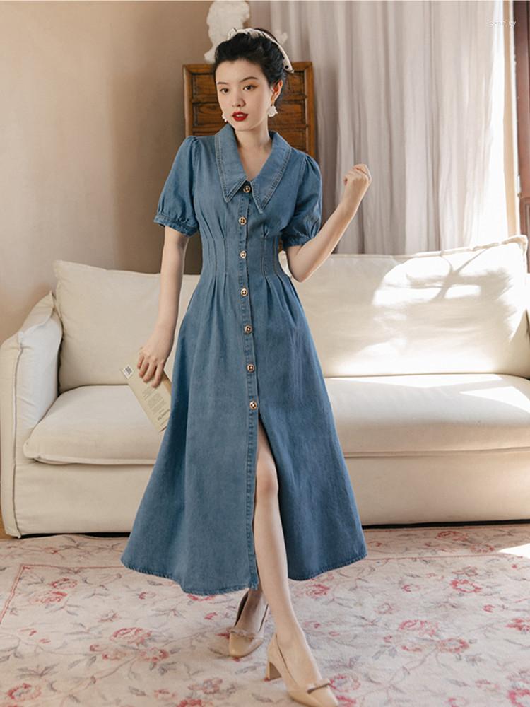 Party Dresses Summer Women's French Chic Denim Dress Gentle Lapel Elegant Short Sleeve Single Breasted Fashion Female Korean, Photo color
Party Dresses Summer Women's French Chic Denim Dress Gentle Lapel Elegant Short Sleeve Single Breasted Fashion Female Korean, Photo color
