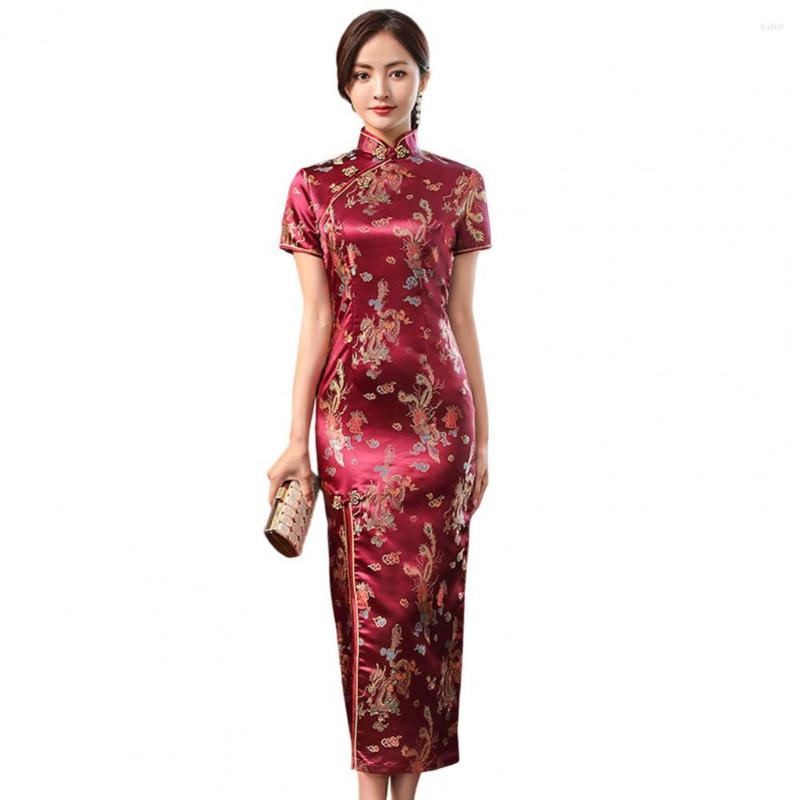 Ethnic Clothing Chinese Sexy Cheongsam Disc Buckles Dress Dragon Phoenix Print Split Short Sleeve Qipao Wedding Vintage Vestidos
Ethnic Clothing Chinese Sexy Cheongsam Disc Buckles Dress Dragon Phoenix Print Split Short Sleeve Qipao Wedding Vintage Vestidos