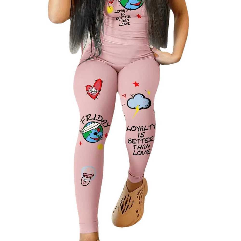 Women Tracksuits Two Pieces Set Designer 2023 New Fashion Latters Pattern Positioning Printing Slim Pants Suits 7 Colours S-XXL