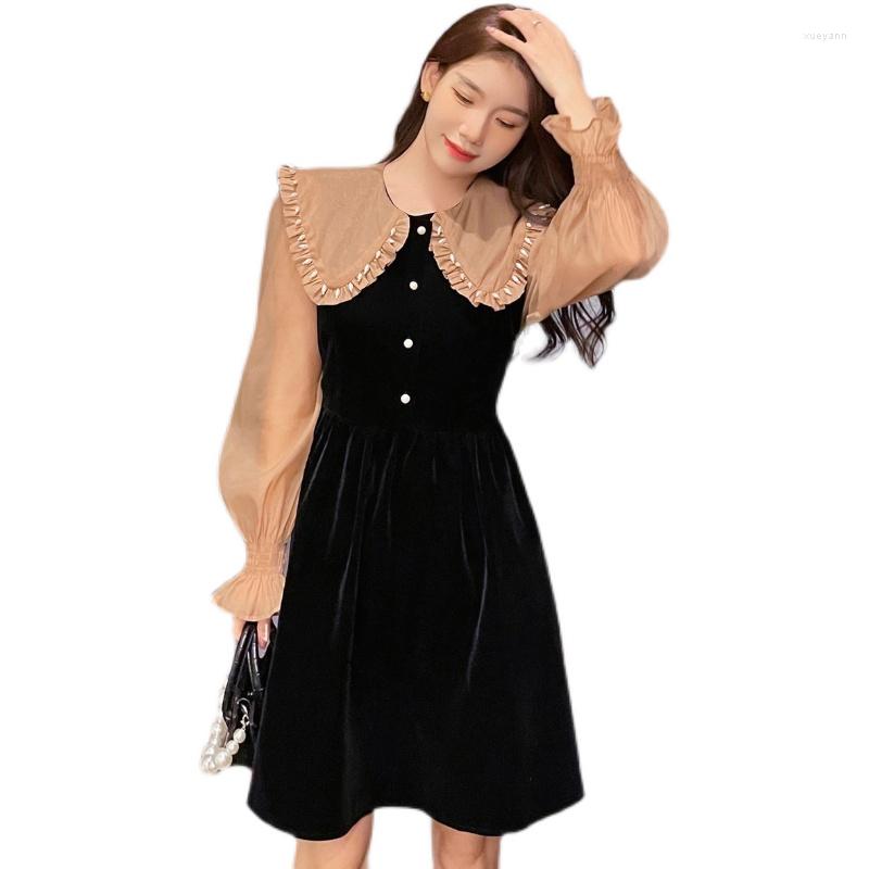 Casual Dresses Spring And Autumn Women' Dress Retro Temperament Trumpet Sleeve Doll Collar Gold Velvet Long Fashion, Black
Casual Dresses Spring And Autumn Women' Dress Retro Temperament Trumpet Sleeve Doll Collar Gold Velvet Long Fashion, Black