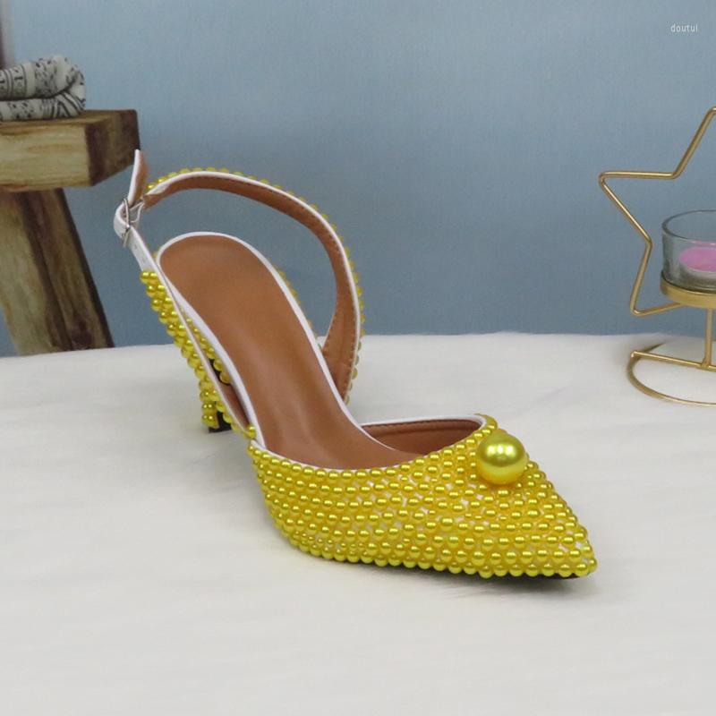 Dress Shoes 2023 Arrival White Yellow Pointed Toe Wedding Woman High Heeled Pumps Thin Heel Party Beading Slingbacks 
Dress Shoes 2023 Arrival White Yellow Pointed Toe Wedding Woman High Heeled Pumps Thin Heel Party Beading Slingbacks