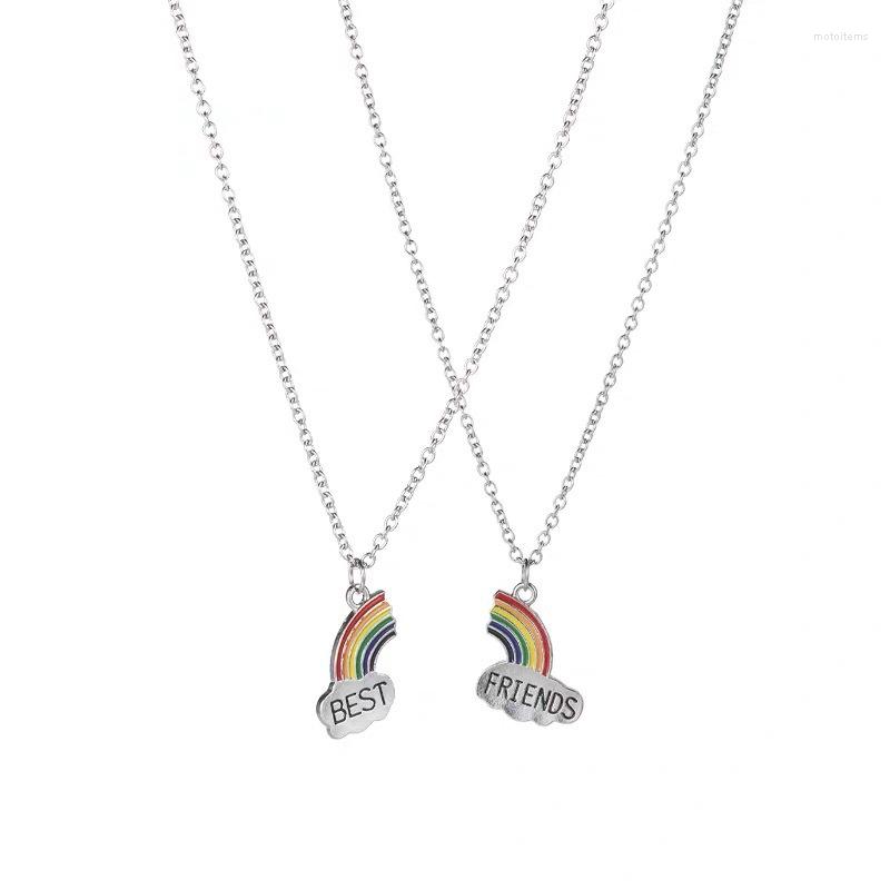 Pendant Necklaces 2Pcs/set Friend Necklace Charm Rainbow Heart Engrave Forever Friendship BFF Jewelry Gift
Pendant Necklaces 2Pcs/set Friend Necklace Charm Rainbow Heart Engrave Forever Friendship BFF Jewelry Gift