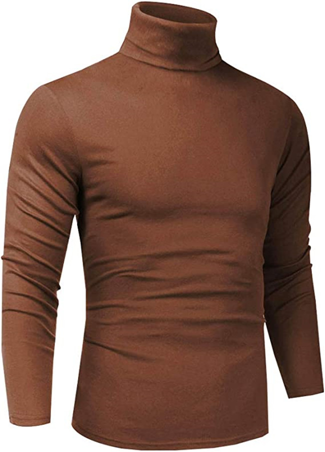 Mens T-Shirts Slim Fit Lightweight Tee Long Sleeve Pullover Top Turtleneck Polos