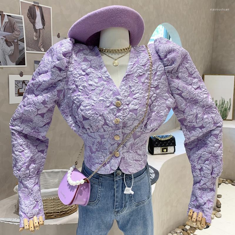 Women's Blouses In Women's Clothing 2023 Spring Design V-neck Loose Cardigan Puff Long Sleeve Short Shirt Top Blusas, Purple
Women's Blouses In Women's Clothing 2023 Spring Design V-neck Loose Cardigan Puff Long Sleeve Short Shirt Top Blusas, Purple
