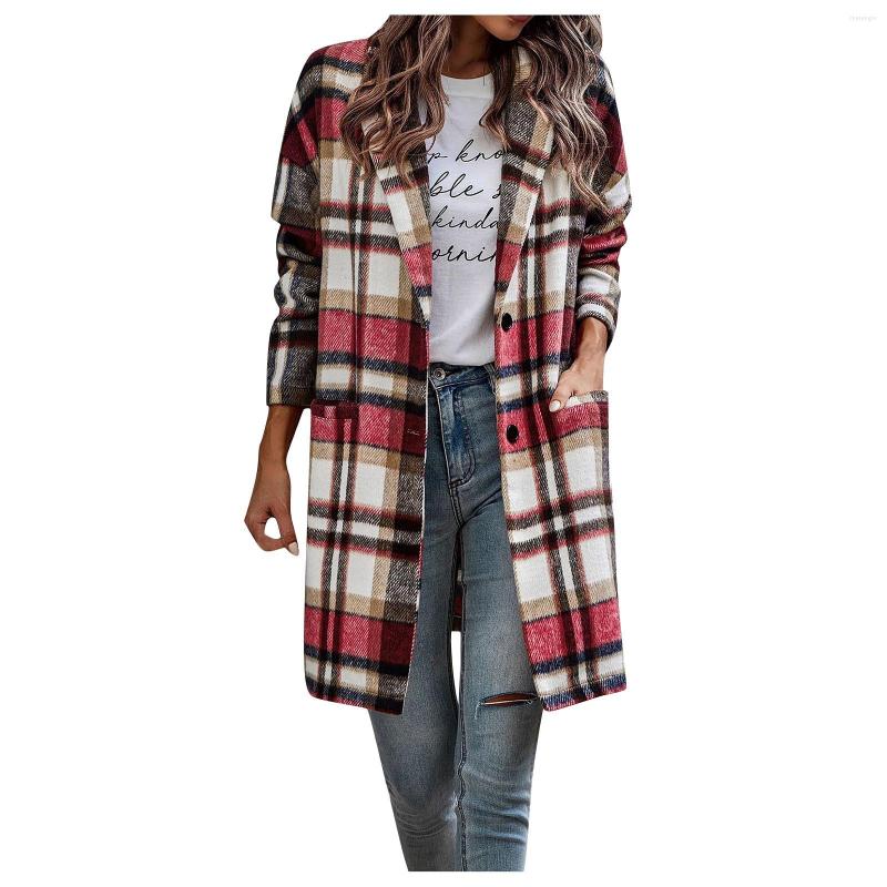 Women's Jackets Women's Autumn And Winter Temperament Pocket Plaid Long-sleeved Button Coat Coats 2023 Woman, Red
Women's Jackets Women's Autumn And Winter Temperament Pocket Plaid Long-sleeved Button Coat Coats 2023 Woman, Red