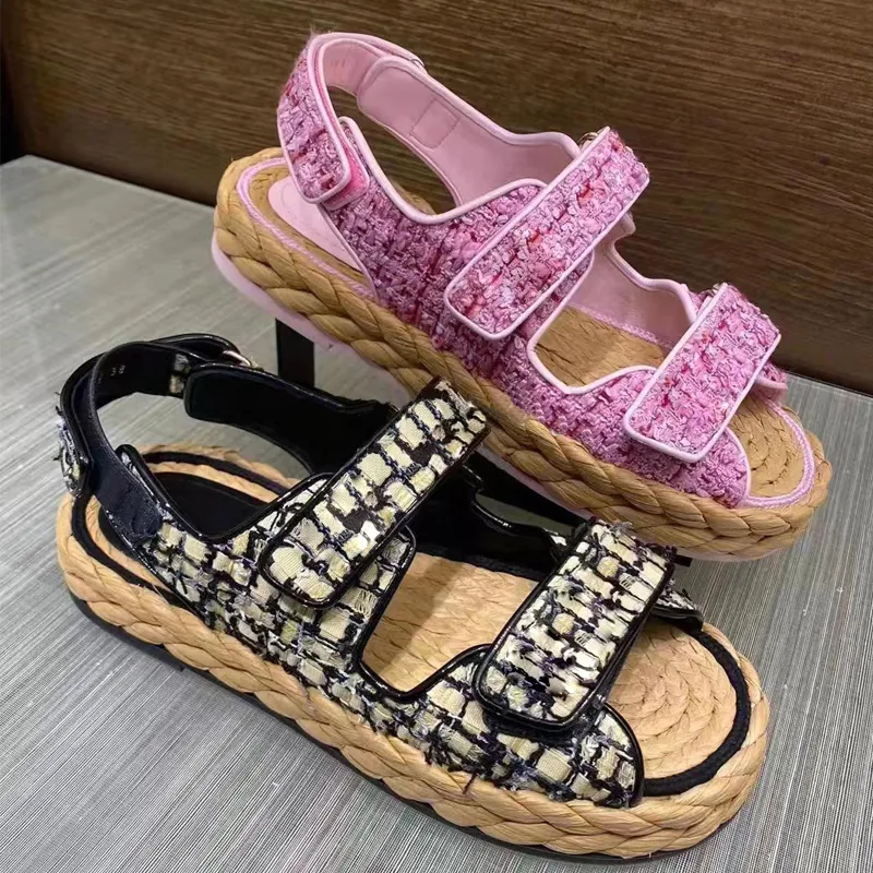dad Rope Sandal womens Braided Rope sandals dad Sandals Designer luxury Top quality Flat Platform Sandals Beig Summer Beach With box camellia Hemp sandals Straw, 21
dad Rope Sandal womens Braided Rope sandals dad Sandals Designer luxury Top quality Flat Platform Sandals Beig Summer Beach With box camellia Hemp sandals Straw, 21
