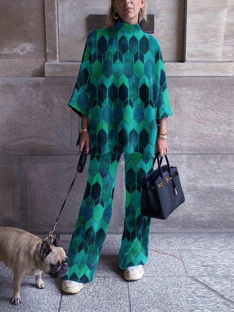 Women' Two Piece Pants Half High Collar And Tops Wide Leg Suit Spring Autumn Women Casual Matching Set Female Elegant Streetwear Printed, 09 print
Women' Two Piece Pants Half High Collar And Tops Wide Leg Suit Spring Autumn Women Casual Matching Set Female Elegant Streetwear Printed, 09 print